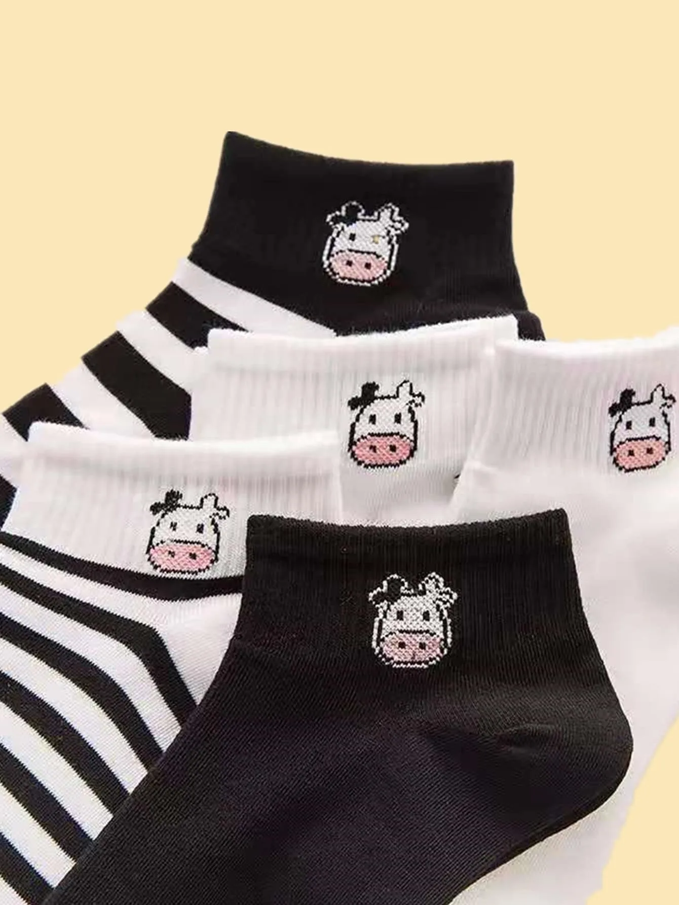 5pairs Cow Pattern Socks for Women Fun Socks Funky Socks Novelty Socks