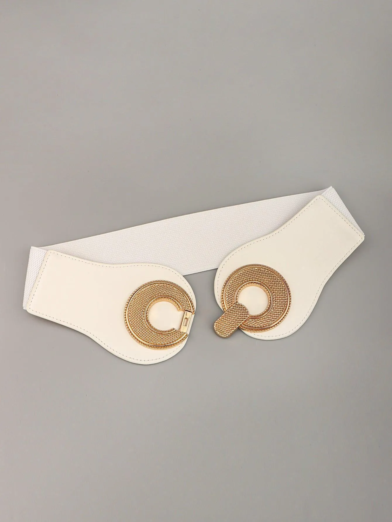 Alloy Buckle PU Leather Wide Stretch Waist Belt