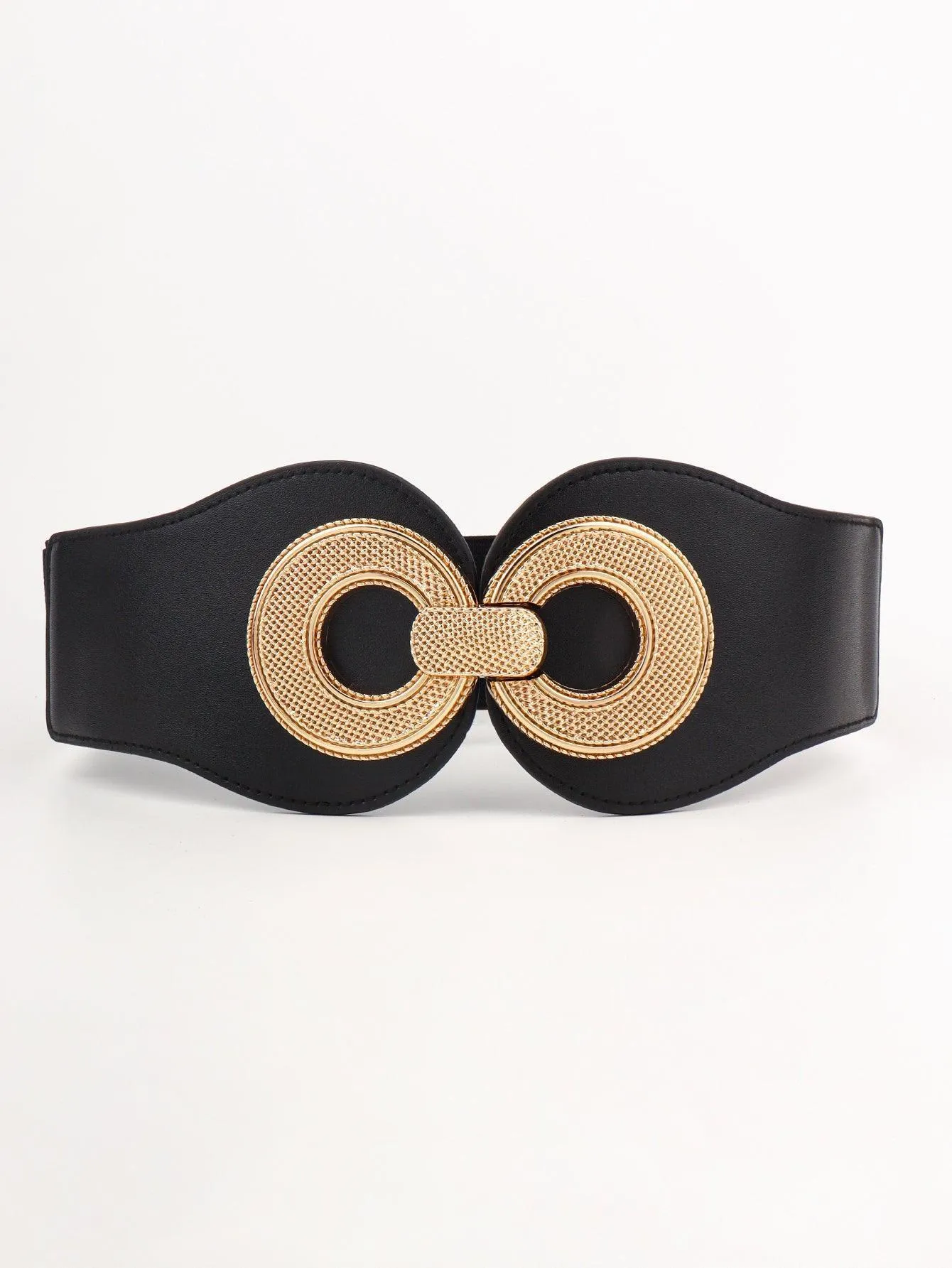 Alloy Buckle PU Leather Wide Stretch Waist Belt