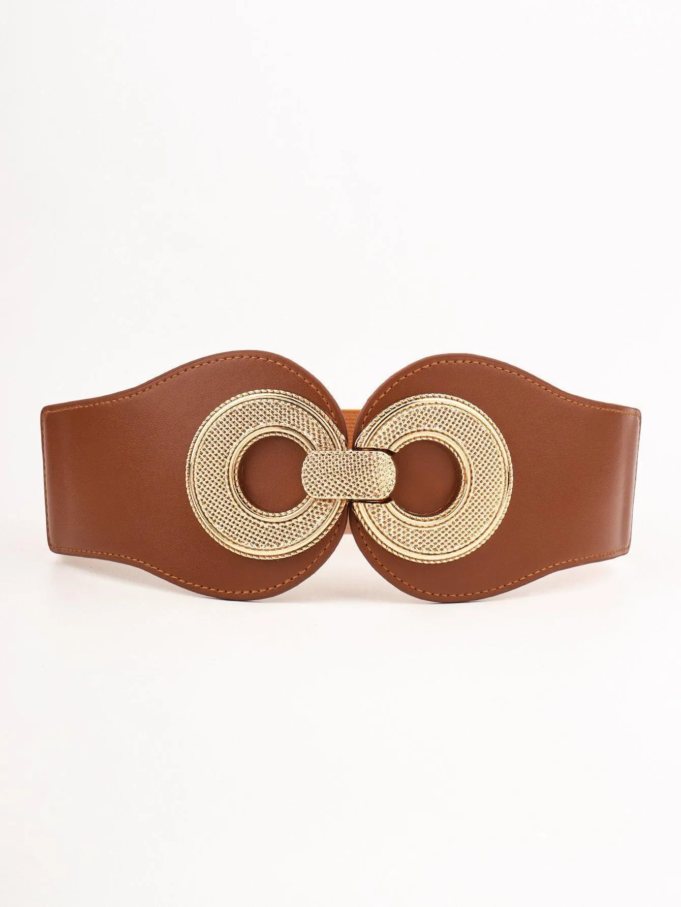 Alloy Buckle PU Leather Wide Stretch Waist Belt