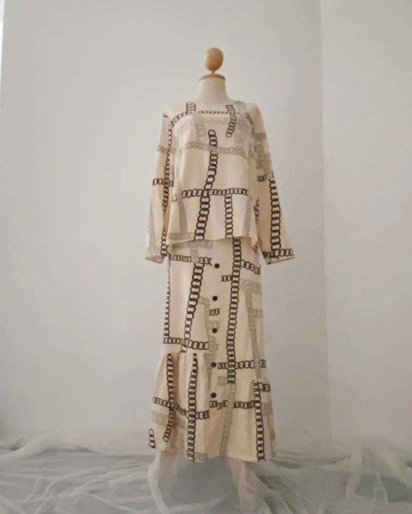 Button Skirt &amp; Top Set - Emily | Italian Crepe Elegance