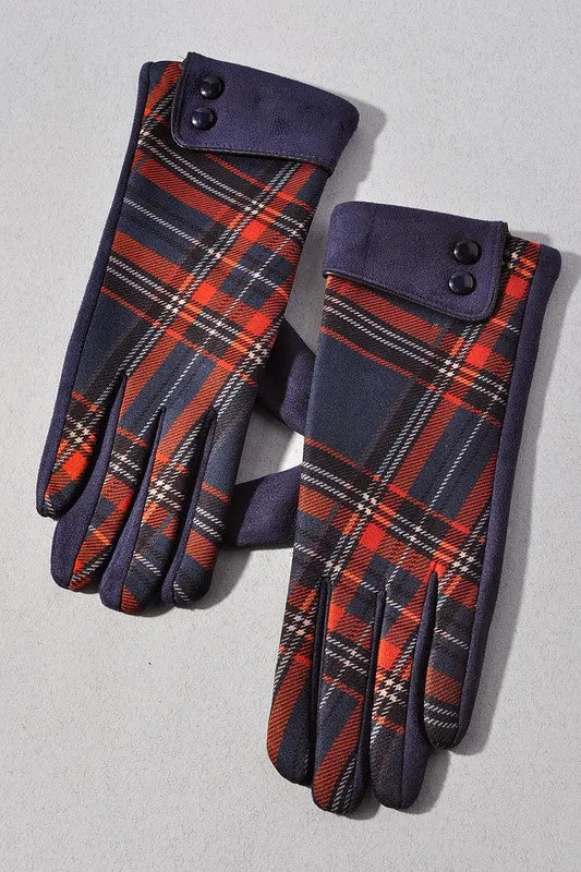 Classic Checkered Gloves (Navy)