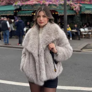 Luxury Faux Fur Gradient Coat for Women  2025 Winter Collection