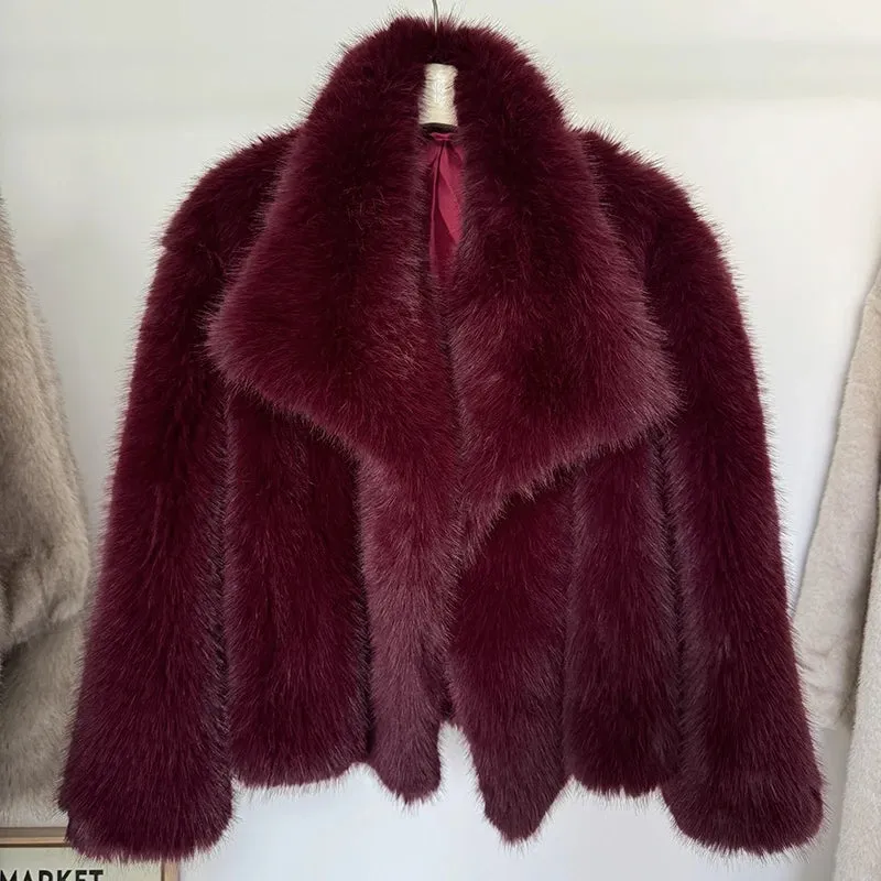 Luxury Faux Fur Gradient Coat for Women  2025 Winter Collection