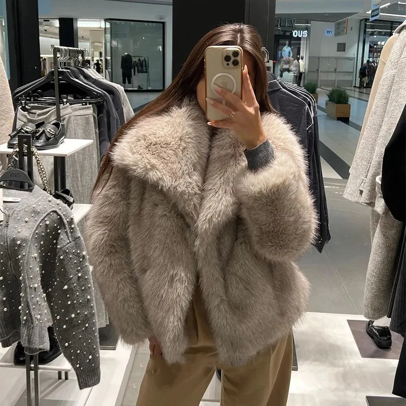 Luxury Faux Fur Gradient Coat for Women  2025 Winter Collection