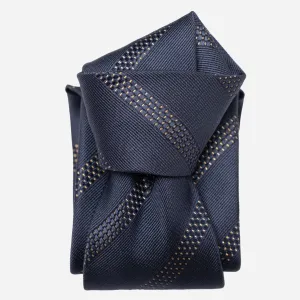 Milano - Silk Jacquard Tie - Navy and Gold Milano - Silk Jacquard Tie - Navy and Gold