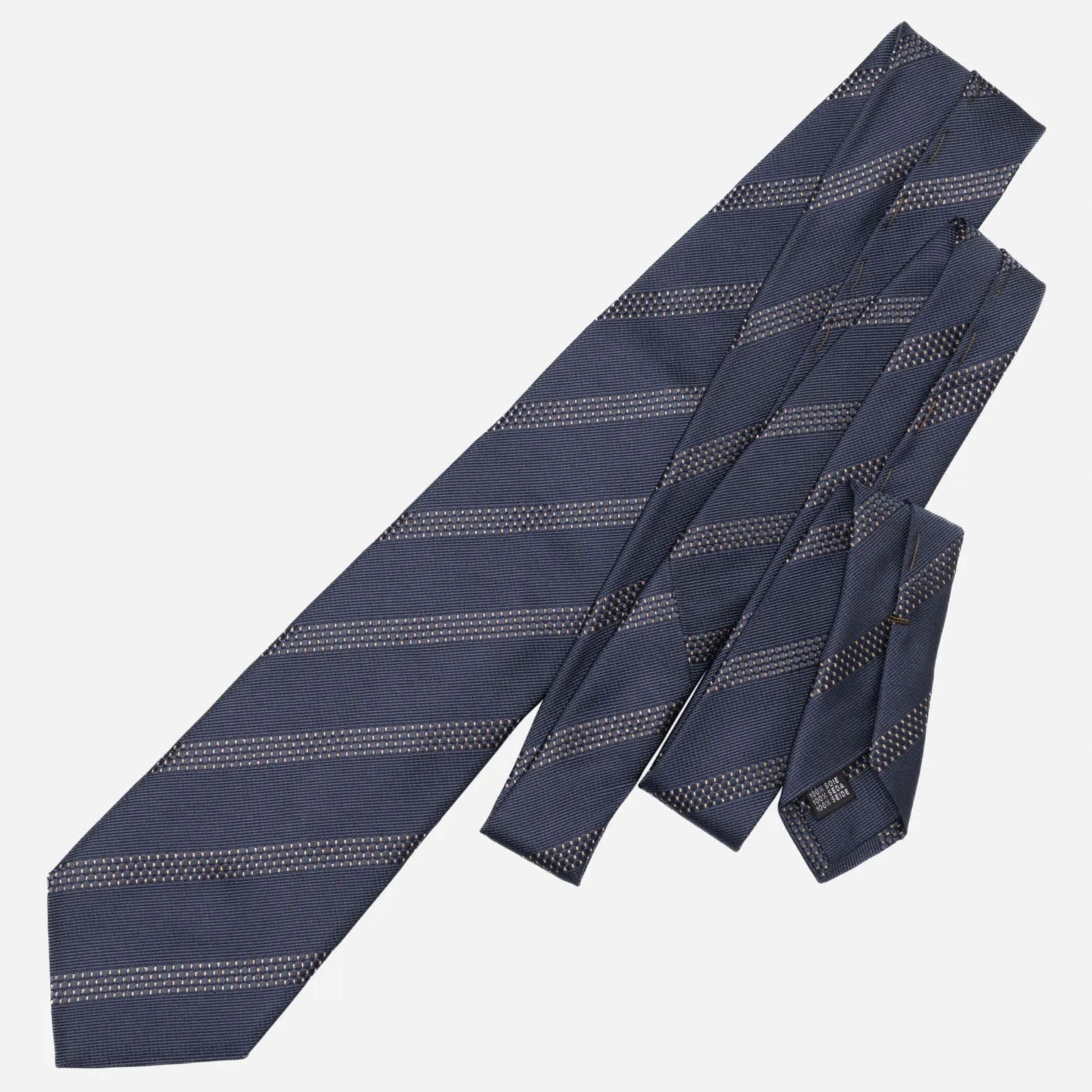 Milano - Silk Jacquard Tie - Navy and Gold