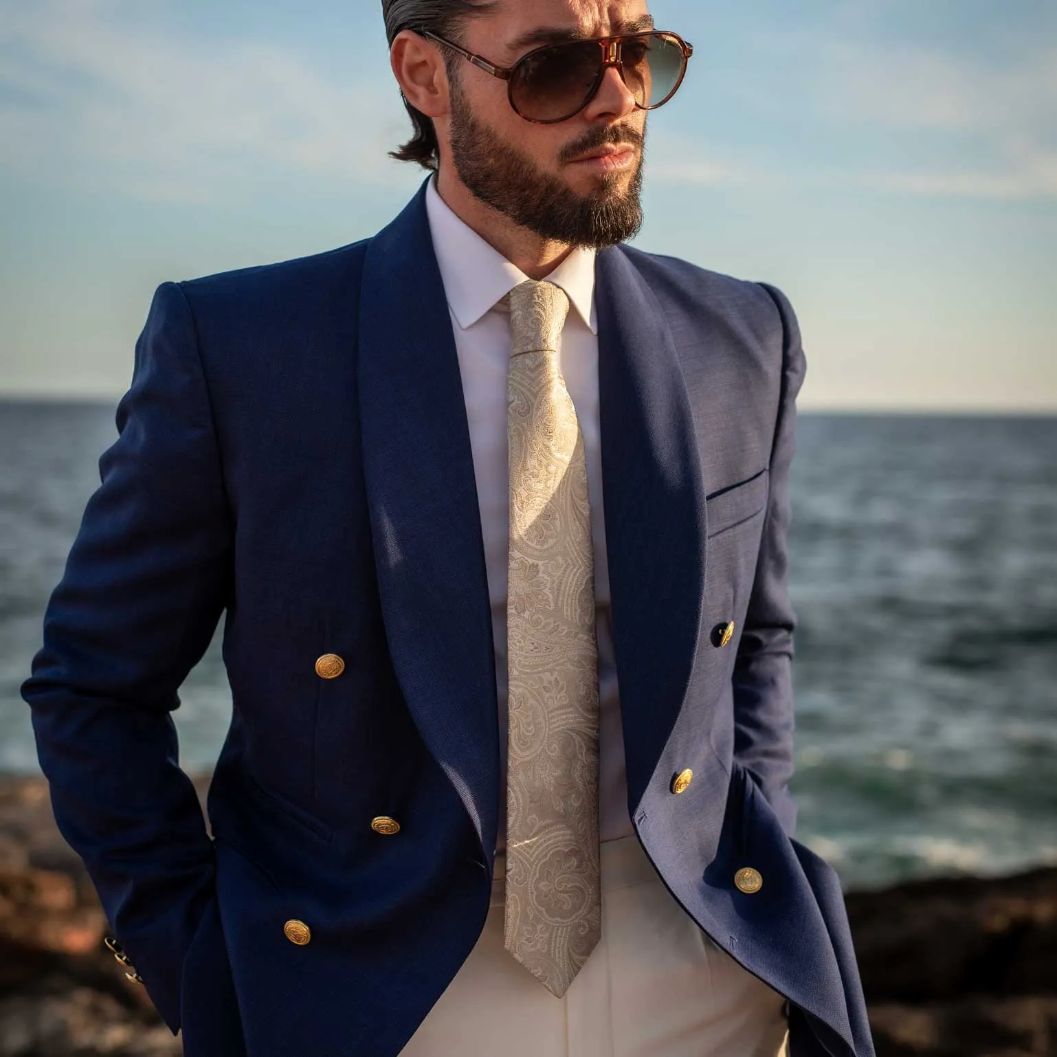 Montecarlo - Silk Jacquard Tie - Champagne