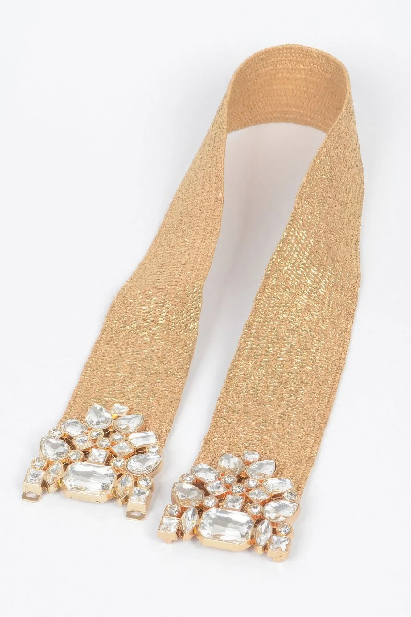 Multi Stone Metallic Straw Stretch Belt