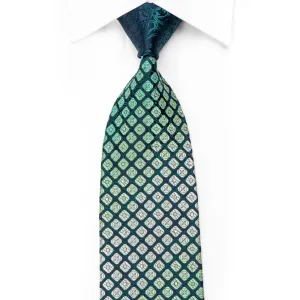 Nina Ricci Men's Crystal Silk Tie Green Geometric On Navy Sparkling With Rhinestones Nina Ricci Men's Crystal Silk Tie Green Geometric On Navy Sparkling With Rhinestones