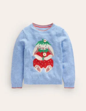 Novelty Logo Jumper-Pebble Blue Strawberry
