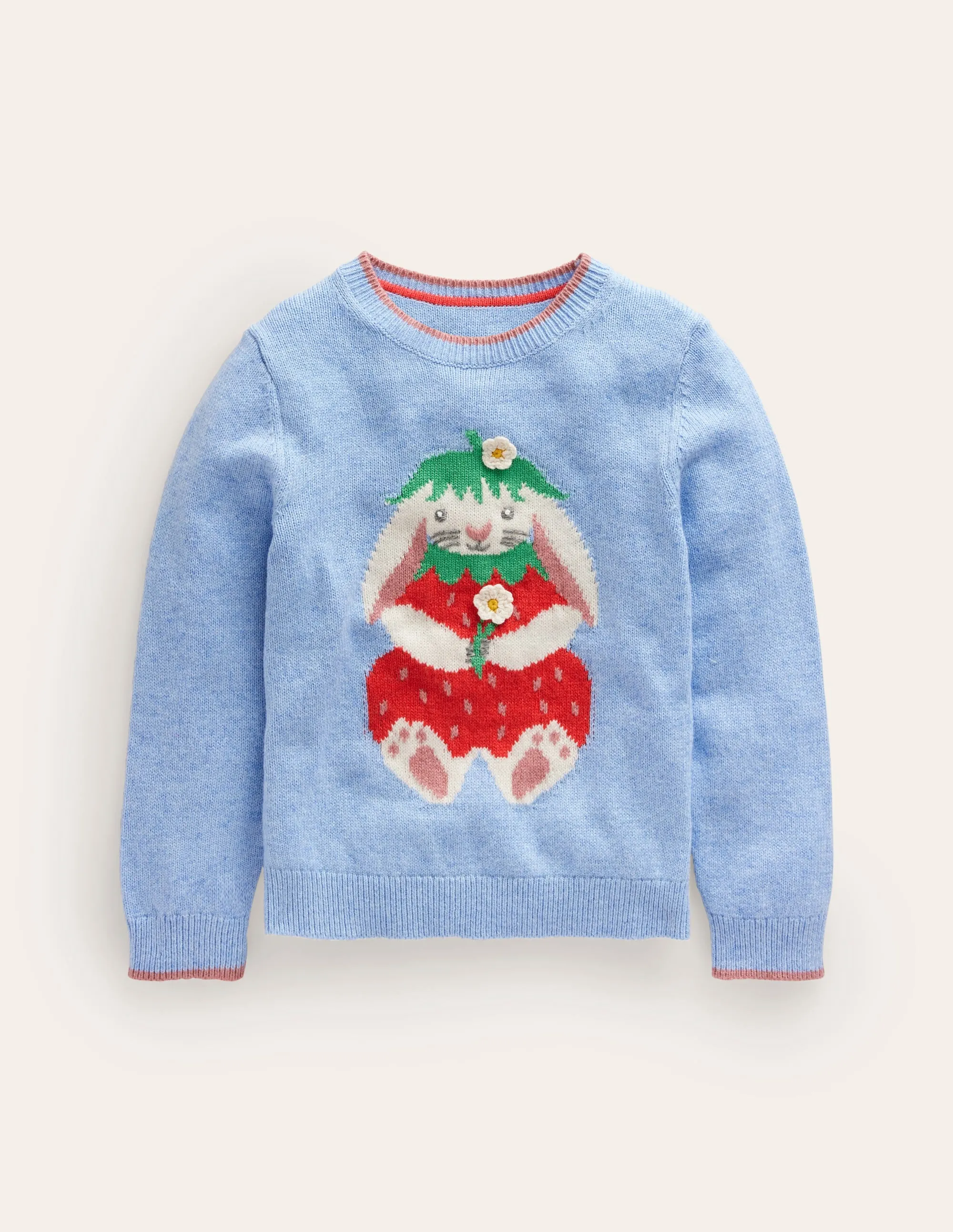 Novelty Logo Jumper-Pebble Blue Strawberry