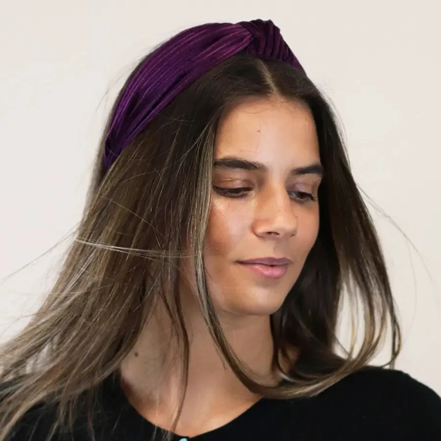 POM Rich Berry Velvet Pleated Knot Headband
