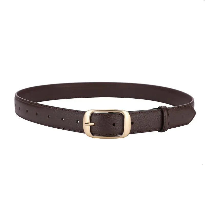 Reversible Genuine Leather Belt with Golden Buckle