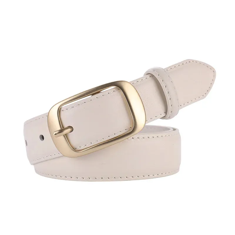 Reversible Genuine Leather Belt with Golden Buckle