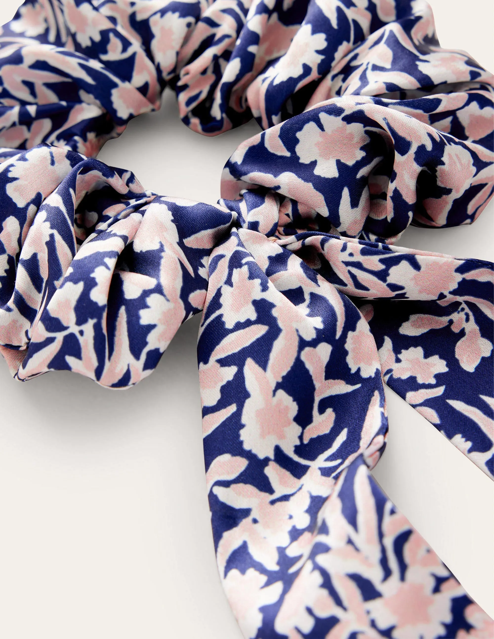 Scarf Hair Scrunchie-French Navy, Abstract Vine