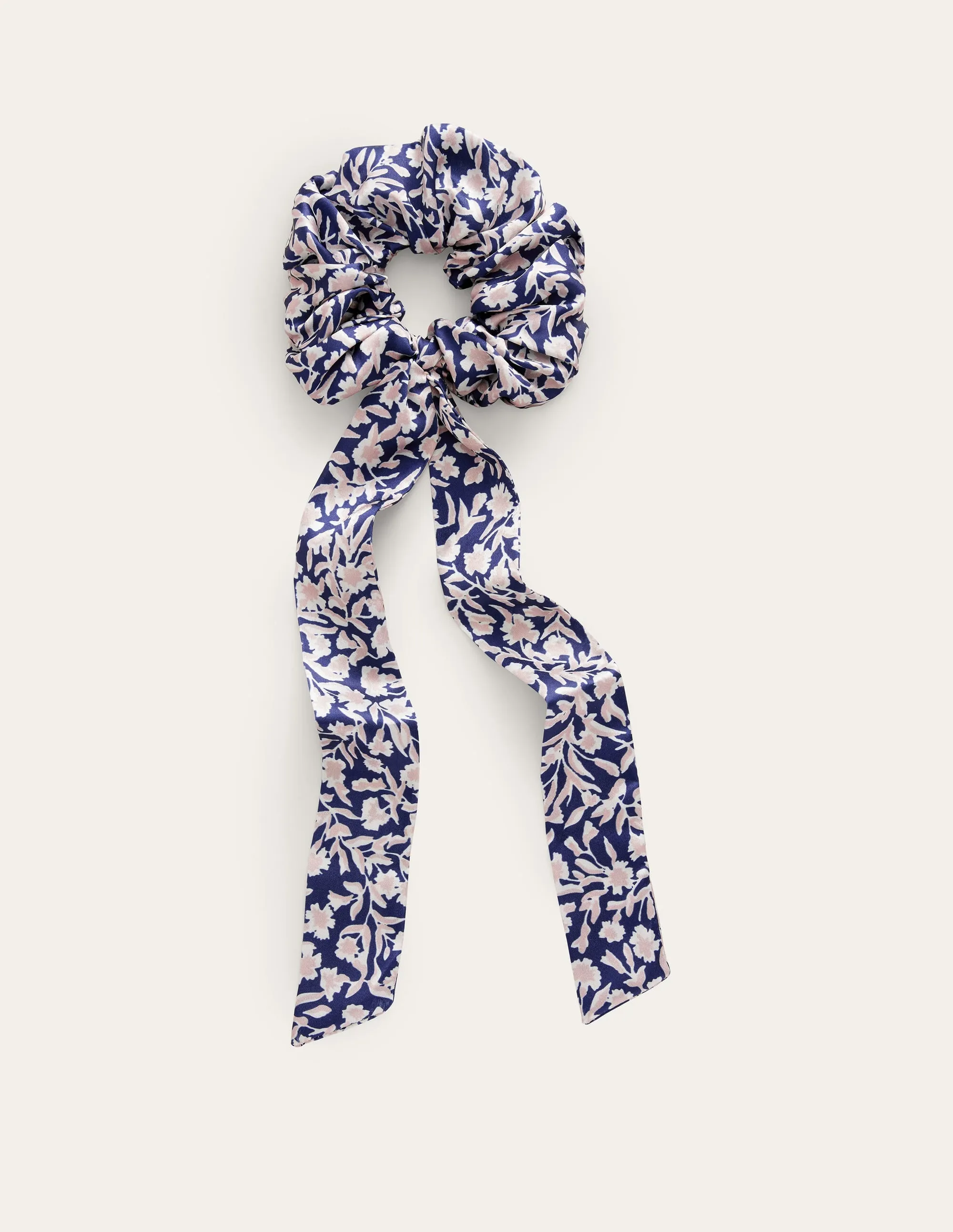 Scarf Hair Scrunchie-French Navy, Abstract Vine