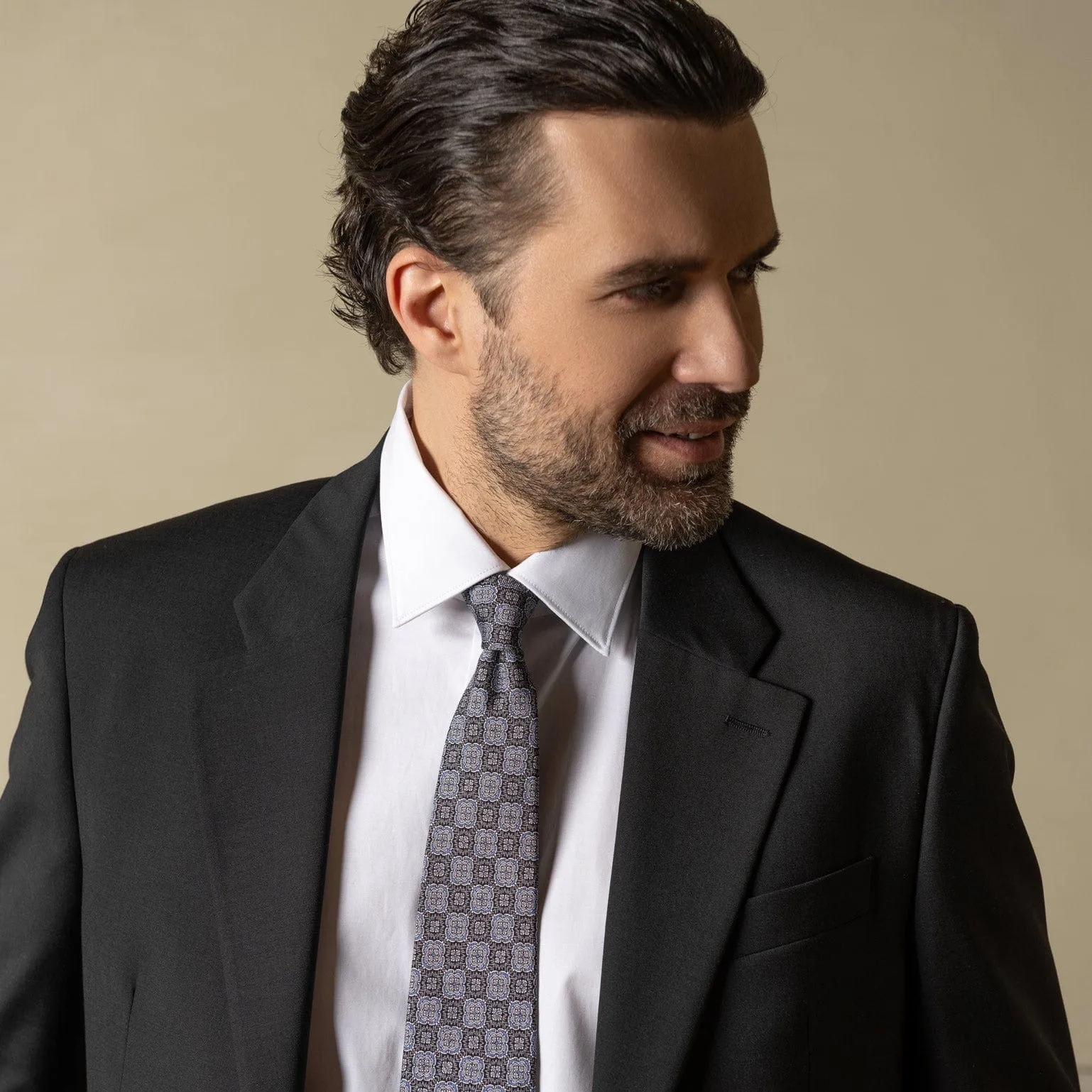 Veneto - Printed Silk Tie - Smoke