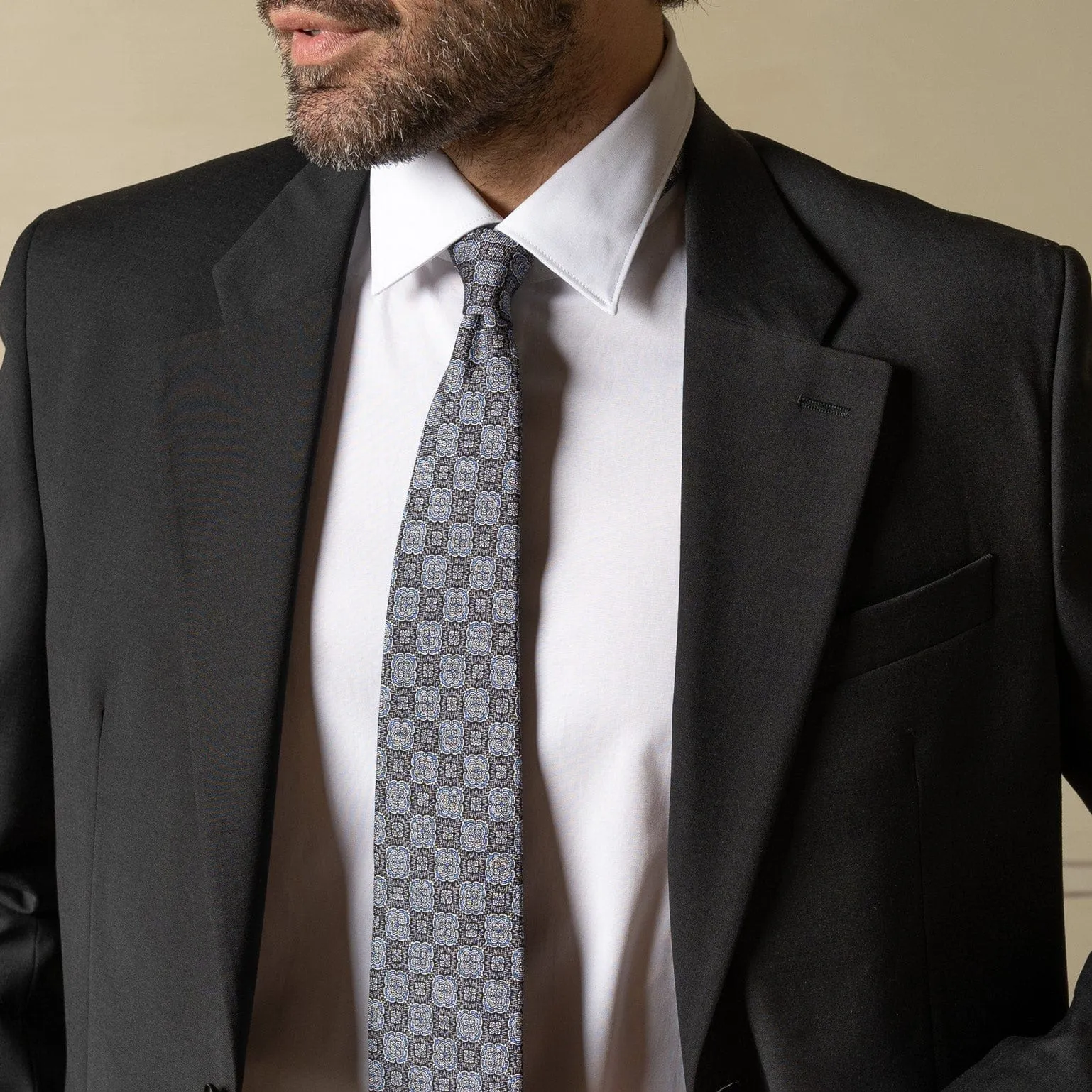 Veneto - Printed Silk Tie - Smoke