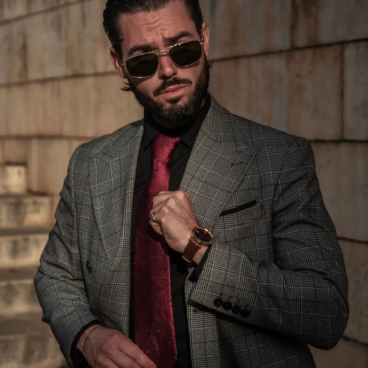 Vienna - Silk Jacquard Tie - Burgundy