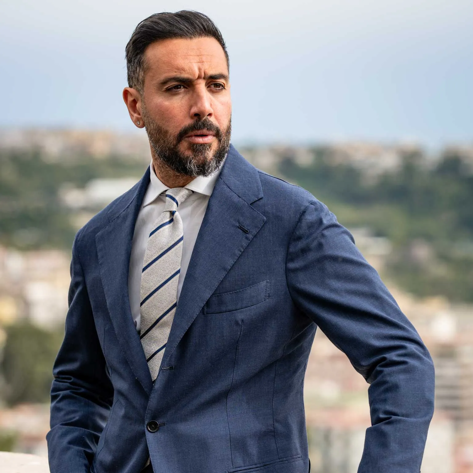 Vittorio - Silk Jacquard Tie - Silver Grey