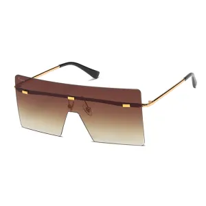 Women's Fevani Bouclier Brown Square Oversized Sunglasses