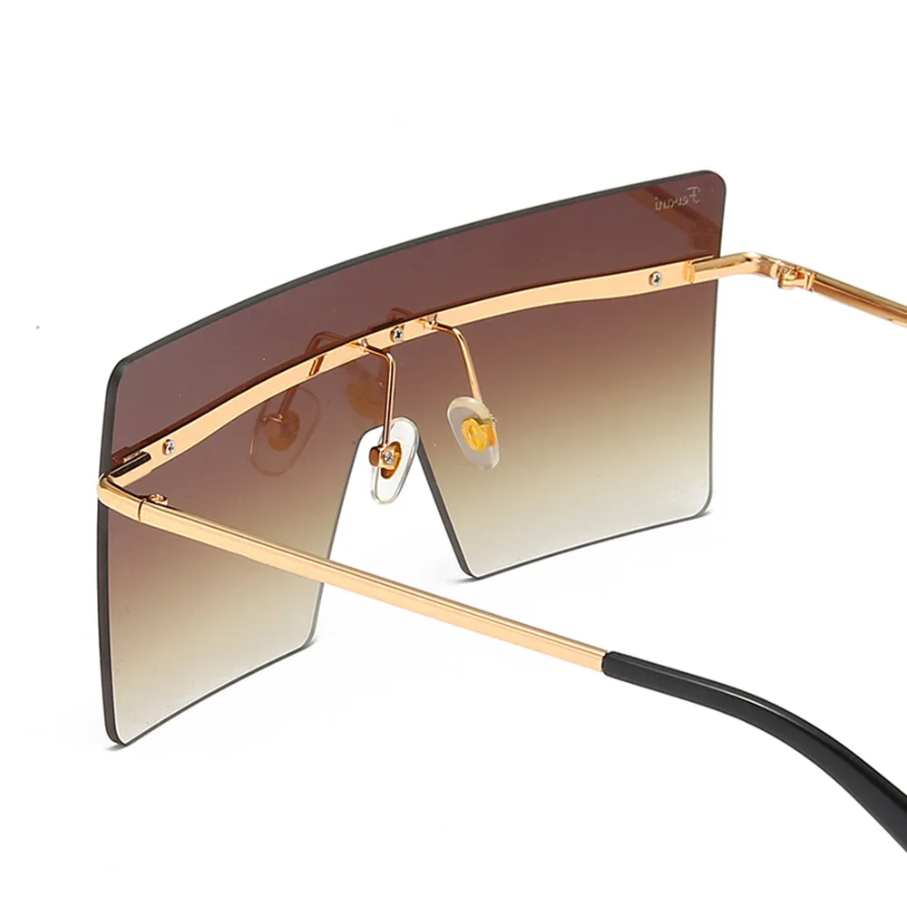 Women's Fevani Bouclier Brown Square Oversized Sunglasses