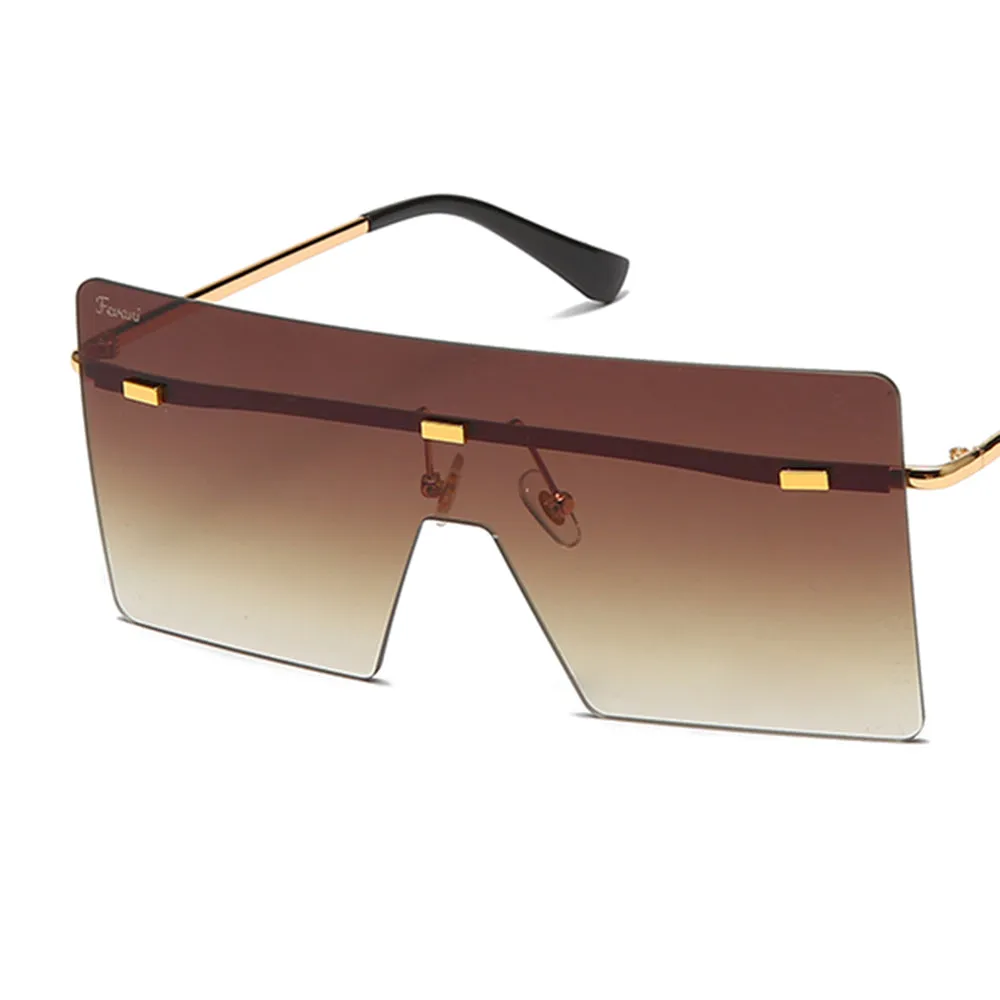 Women's Fevani Bouclier Brown Square Oversized Sunglasses