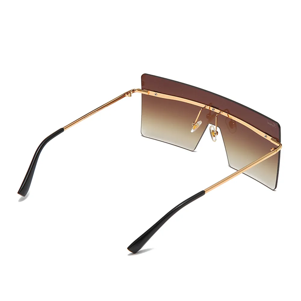 Women's Fevani Bouclier Brown Square Oversized Sunglasses