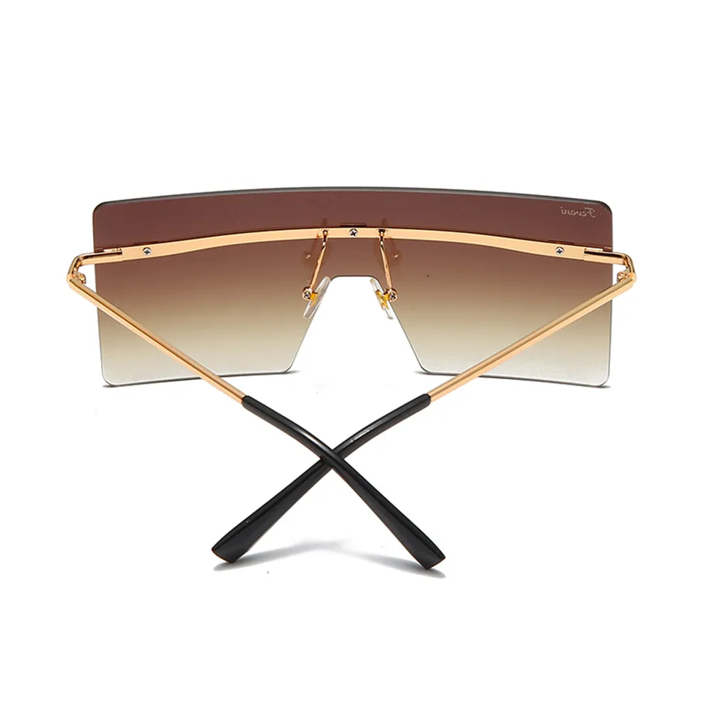 Women's Fevani Bouclier Brown Square Oversized Sunglasses